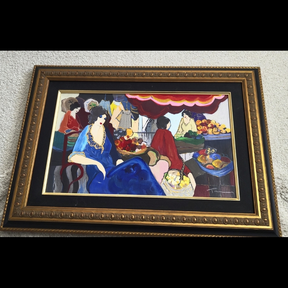 Itzchak Tarkay "Woman to Market" limited edition Serigraph Signed By The Artist